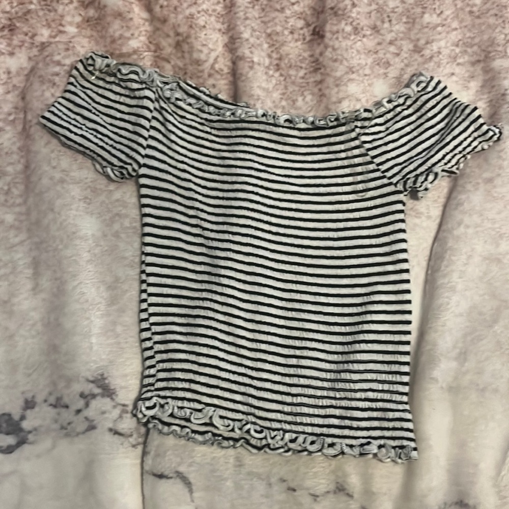 Black and white striped crop top